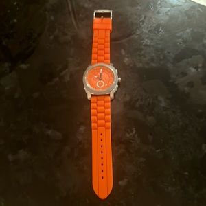 Unisex Fossil Stainless Steel Watch with cool orange band